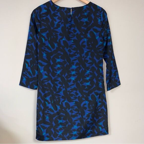 J. Crew Dress Women’s 00 Black Blue Floral Petal Pattern Pencil Business Work - Picture 4 of 10